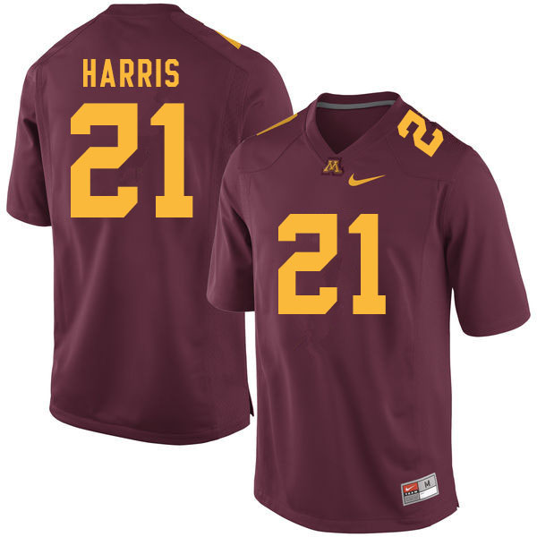 Men #21 Justus Harris Minnesota Golden Gophers College Football Jerseys Sale-Maroon